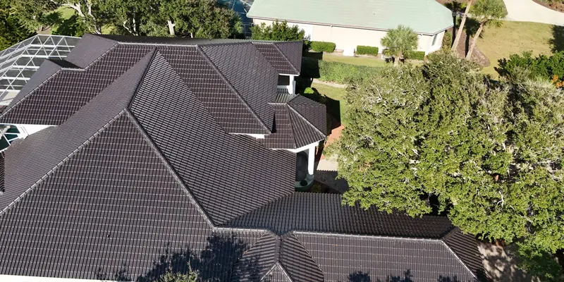 Home roofed in Tecno Titanium clay tile