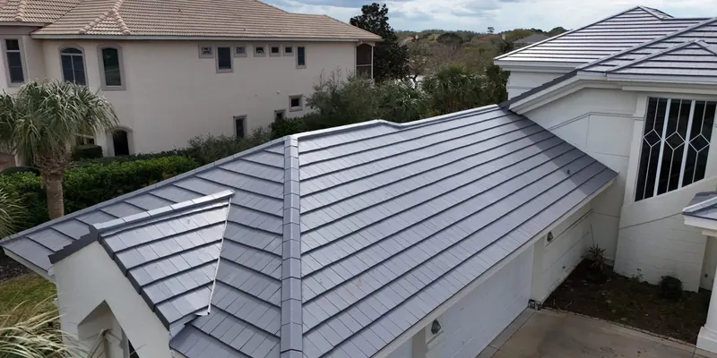 Plasma flat profile clay roof on a modern home